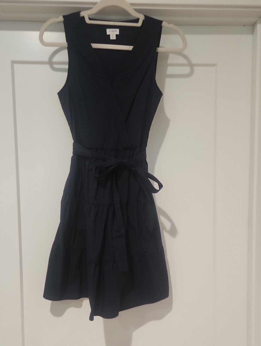 J. Crew Navy Sleeveless Mini Dress with Tie Waist